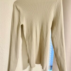 Babaton Beige Ribbed Knit Top